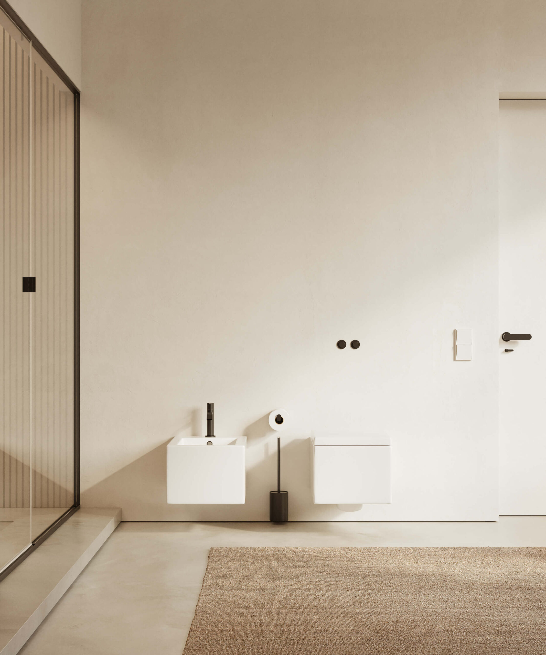 Miska wc i bidet w łazience master.