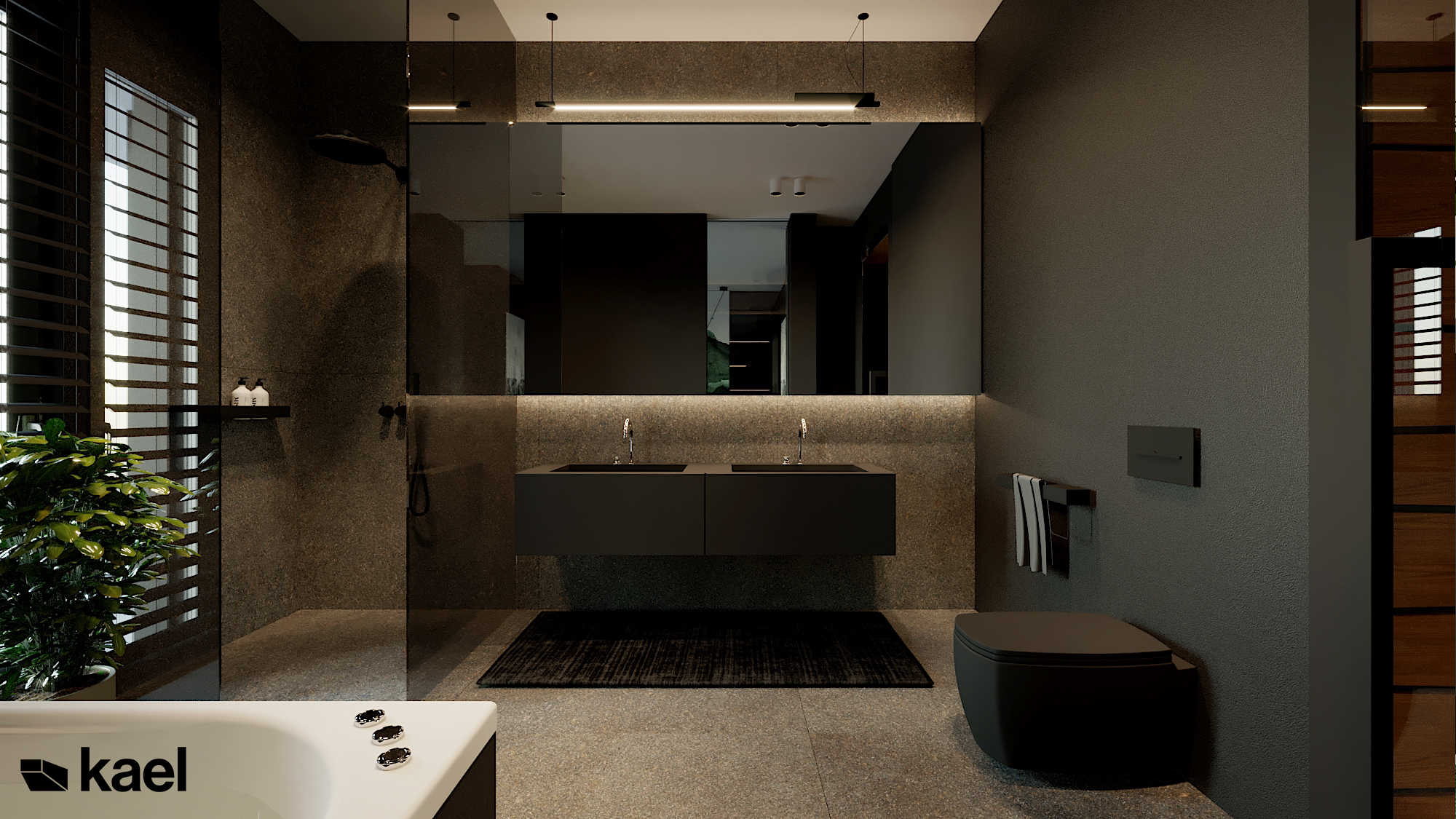 Łazienka z wanną - Czumy II - projekt wnętrza domu w zabudowie szeregowej - Kael