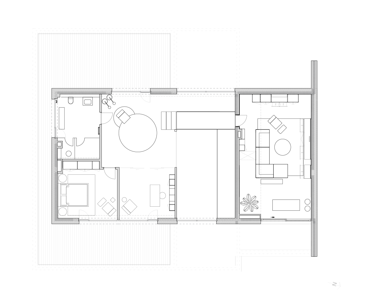 LIPOVA__WWW-R01A_RZUT__P1 Plan mieszkania /034 Lipowa: układ pomieszczeń z tarasem.