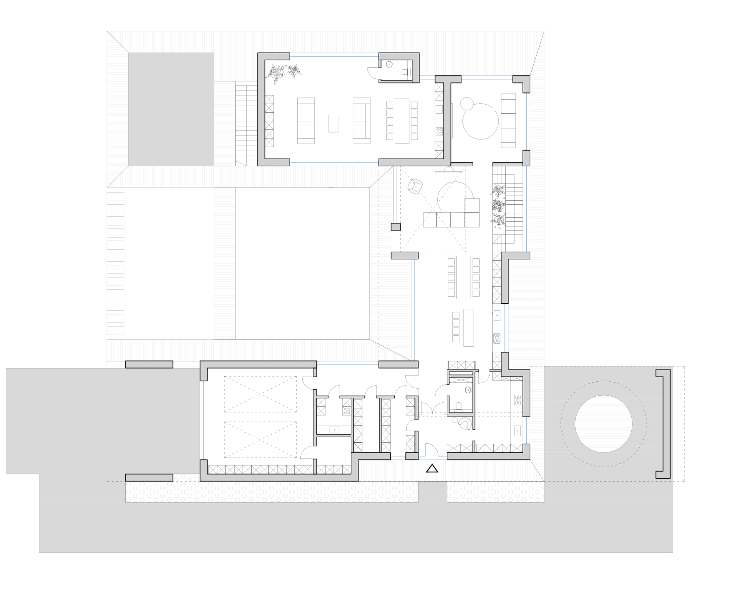 LIPSKO__POPRAWKA-R01_PARTER_v2 Plan domu /012a Lipsko z basenem i ogrodem. Rzut architektoniczny.