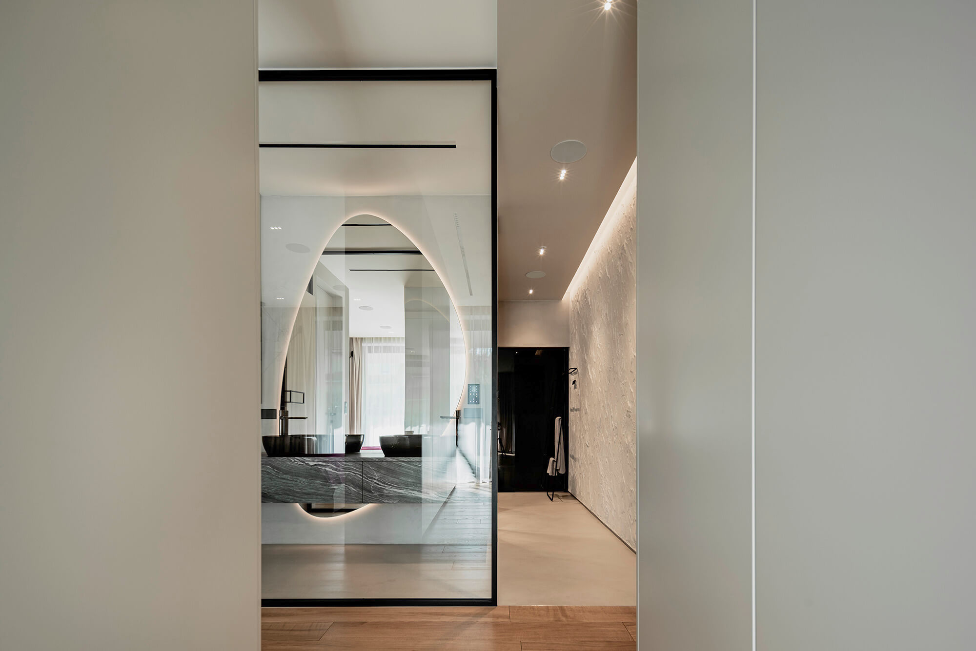 Sleek modern kitchen with minimalist design, featuring clean lines and natural light.