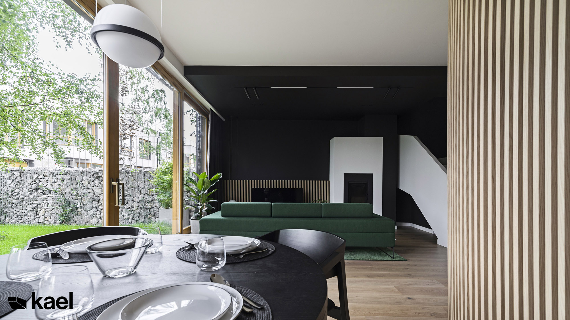 Salon z jadalnią - Ostródzka - projekt wnętrza Kael