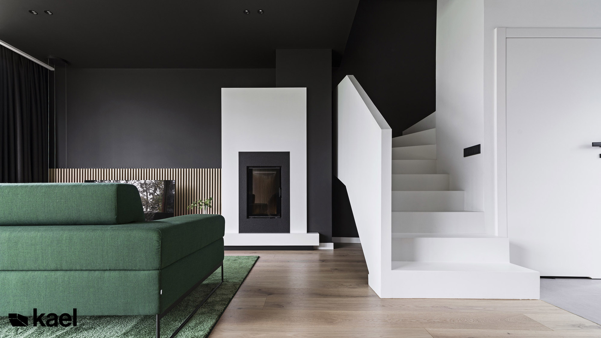 Salon i schody - projekt Ostródzka Kael